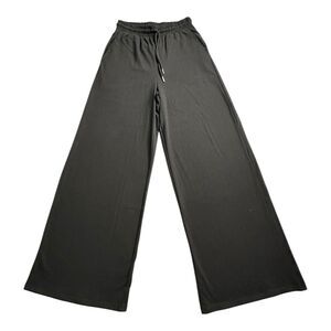 ZARA Wide Leg Pants Size Small‎ Black Brown Elastic Waist Pull On Drawstring
